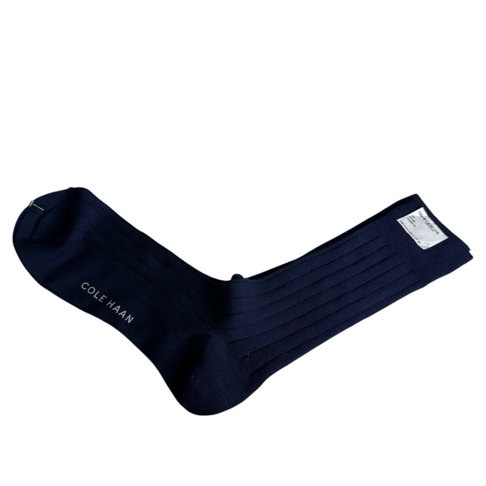 Cole Haan Men’s Textured Ribbed Knit Crew Dress Socks Blue New